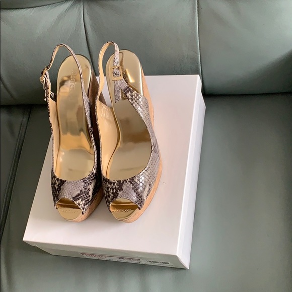 Jimmy Choo™  Prova Snake-print Slingback Wedges - Picture 3 of 10